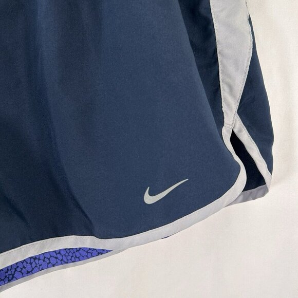 Nike Running Shorts Women's Large Blue Grey Striped Lined Drawstring Pull On - Picture 3 of 9